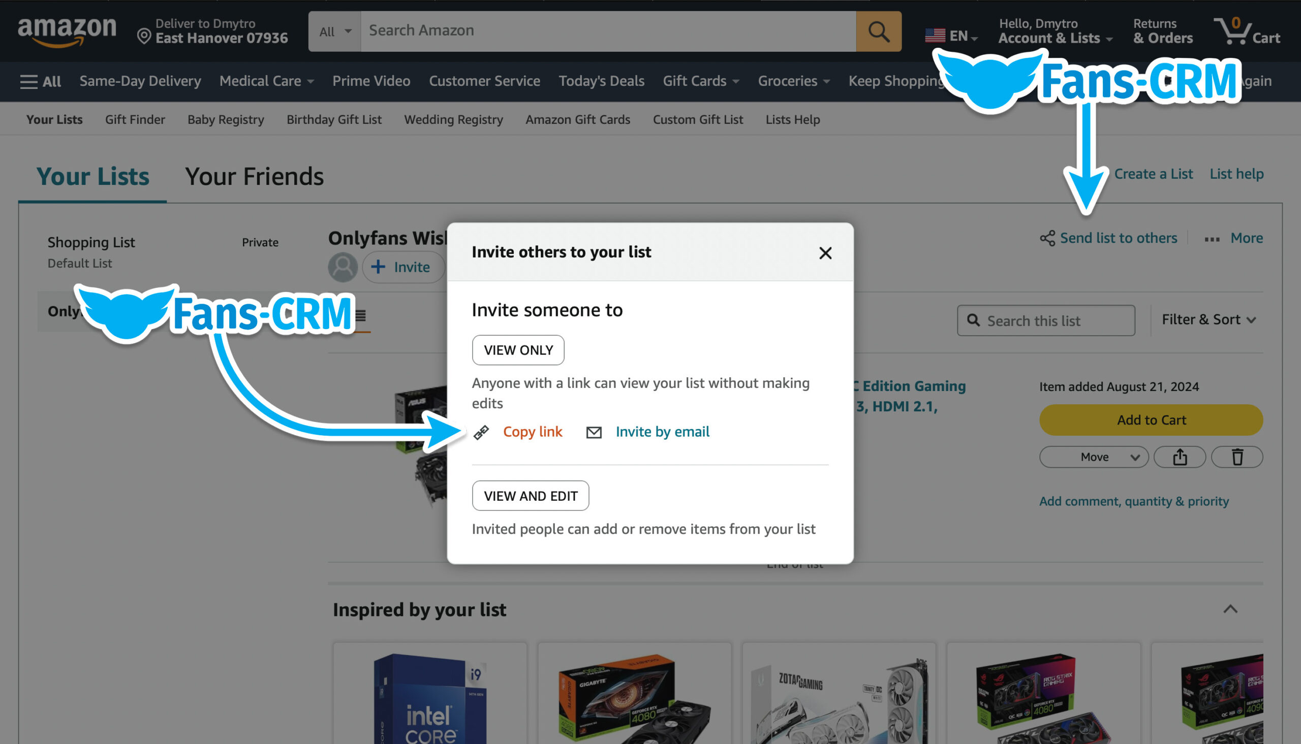 How to share you Wishlist with OnlyFans